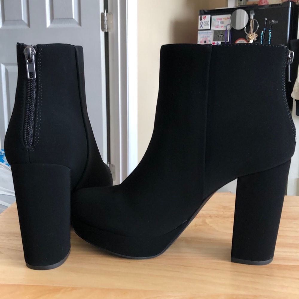 Black platform booties